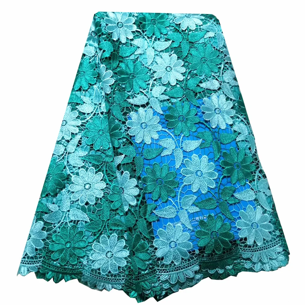

High quality green Nigerian wedding laces fabrics African lace fabric embroidered guipure cord lace fabric for wedding party