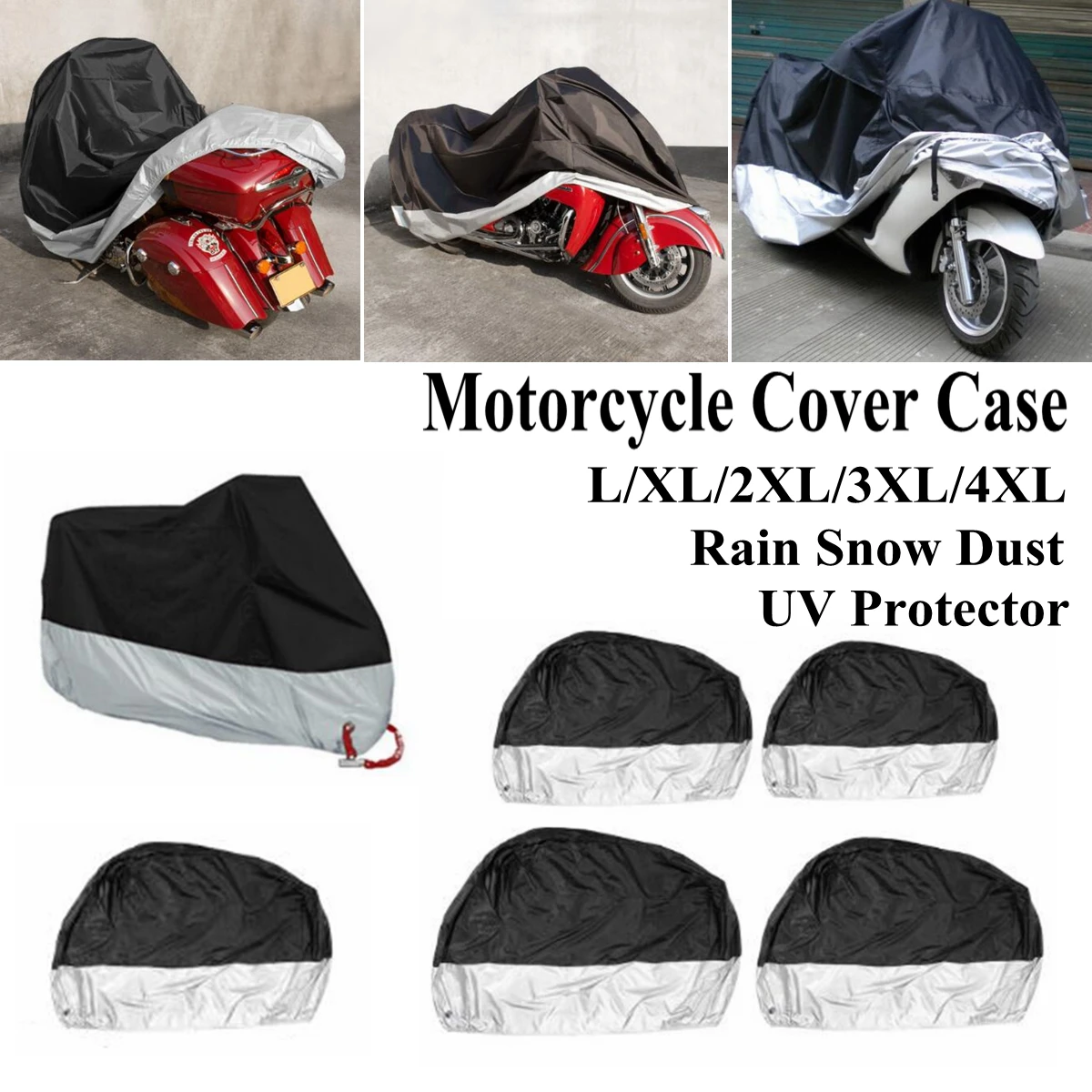 Motorcycle Cover Waterproof L/XL/2XL/3XL/4XL + Storage Pouch Protect