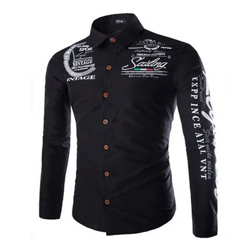 Hirigin حديثا عارضة الرجال زر أزياء الفاخرة قمصان الراحة أنيق ضئيلة تيشيرت ضيق بأكمام طويلة الذكور قمصان دروبشيب