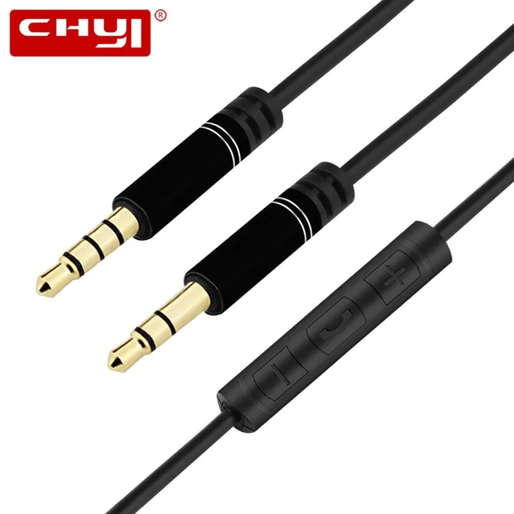 

CHYI 3.5mm Jack Audio Cable 1.2m Stereo Aux Plug Cables With MIC Handsfree Speakerphone In-Line Remote Control For Car Phone