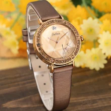 Bling Star Cut Glass Lady Women's Watch Japan Quartz Hours Fine Fashion Bracelet Real Leather Girl's Birthday Gift Julius BOX bowknot crystal clock lady women s watch hours japan quartz fashion bracelet leather shell luxury rhinestones girl s gift box