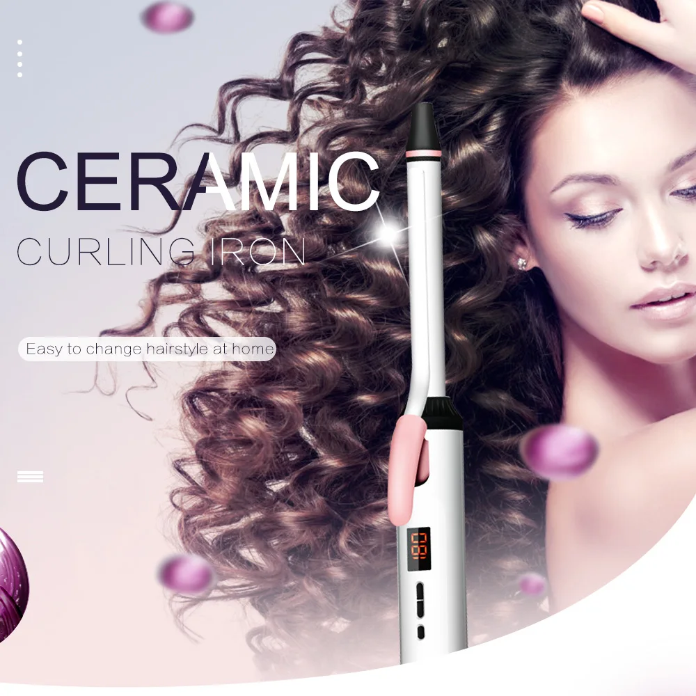 

Electric Hair Curling Iron Professional LCD Display Ceramic Hair Curler Roller Rotation Curl Wand Tools