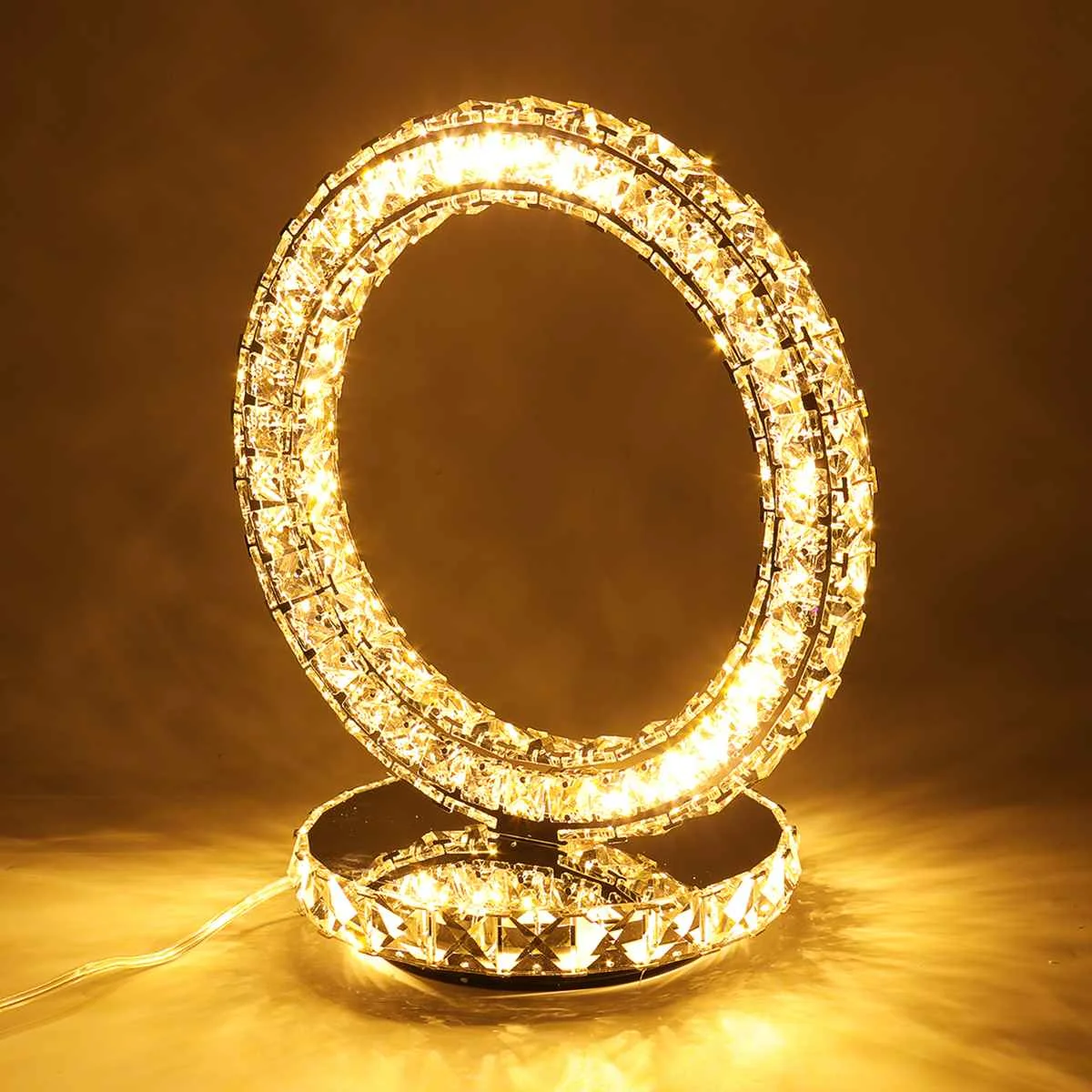 

LED Table Lamp Desk Reading Light Modern Diamond Round Crystal Ring Home Bar Night Light EU PlugChristmas Valentine Decor Gift