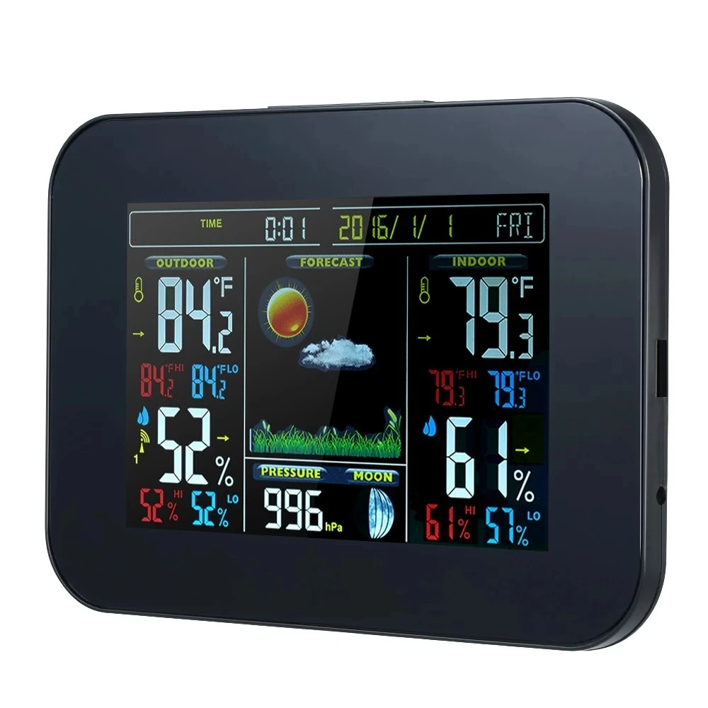 EU Plug Wireless Weather Station Color Weather Clock Indoor and Outdoor