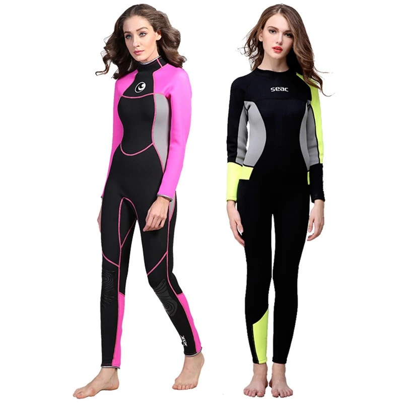 

New Arrival Neoprene Women Wetsuit Diving Suit 3mm Thick Warm Snorkeling Swimwear Wetsuit Long Sleeve Surfing Suit Water Sports