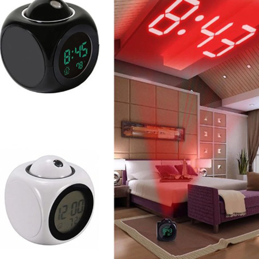 

2019 New Multifunctional LED Projection Alarm Clock Voice Talking Digital Desktop Clock Home Supplies Decorations