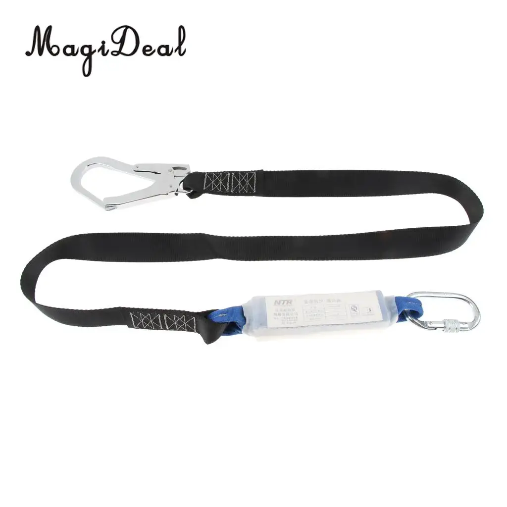 

MagiDeal Fall Protection Webbing Harness Rock Climbing Single Leg Lanyard with Spring Snap Carabiner Outdoors