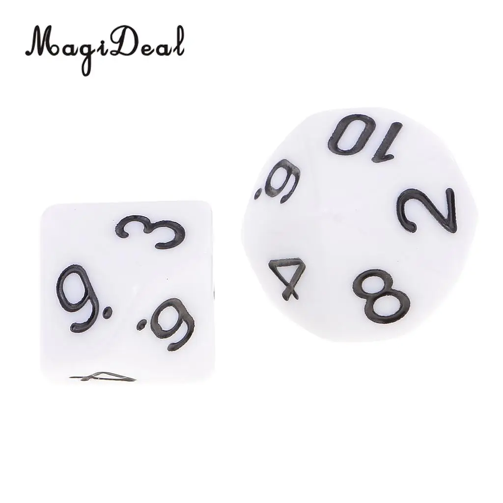 MagiDeal 10 шт. кубиков D10 многогранные кубики для игр Белый День рождения подарок Паб