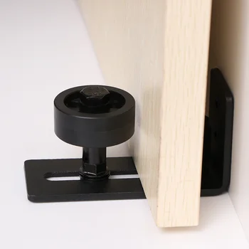 

Adjustable With Longer Slot Barn Door Floor Guide Stay Roller Fully Black Powder Coated Flush With Floor Wall Mount Bracket
