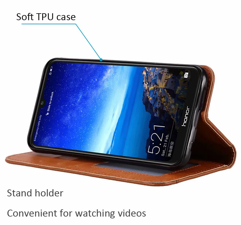 Кожаный чехол книжка с отделением для карт Huawei Y6 2019|Бамперы| |