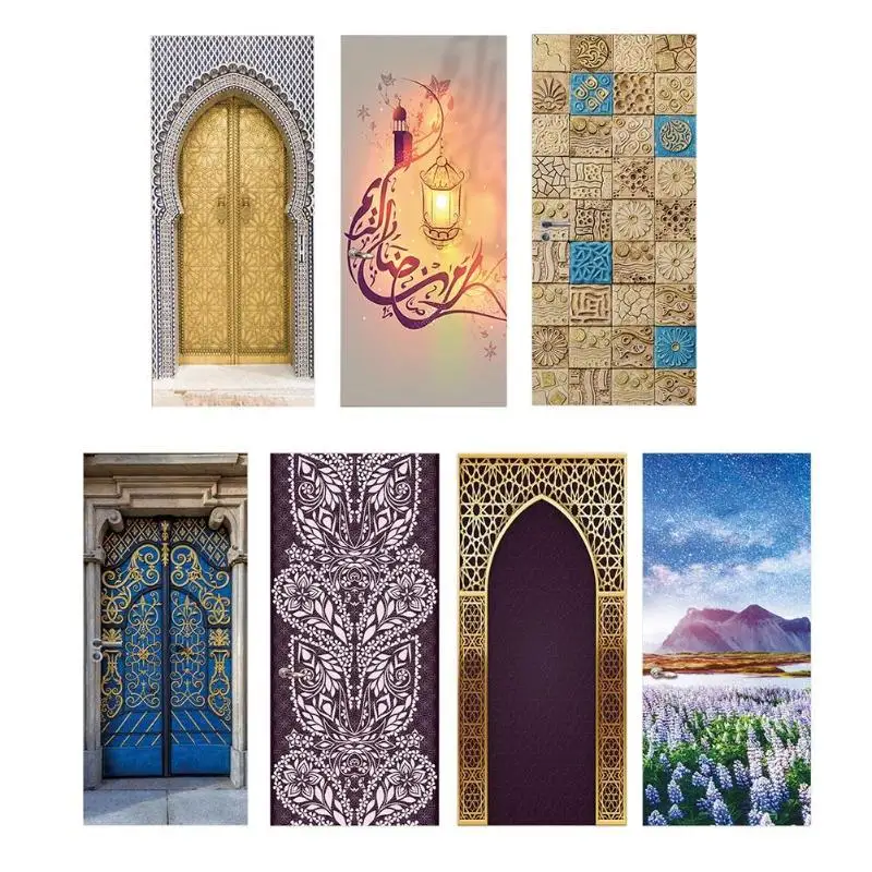 

2pcs 3D Landscape Door decor Sticker Mural Waterproof PVC moisture proof Poster Self Adhesive Bedroom outdood Decor door sticker