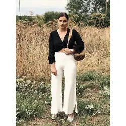 Для женщин шифон блузки Повседневное Sexy Boho осень черные свободные Flare рукавом V Neck Обычная Женские Простые Модные Дешевые Шорты, рубашка