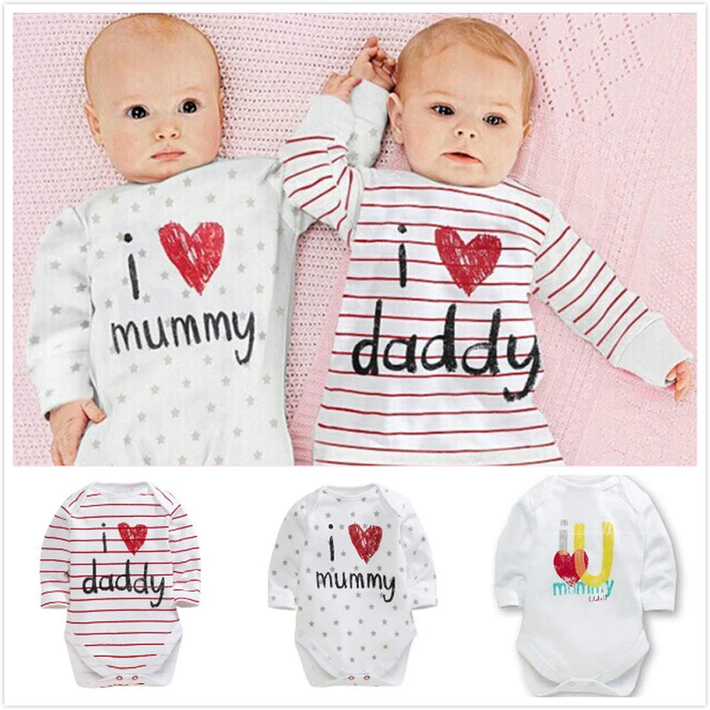 

Love Mummy Daddy Newborn Baby Boys Girls Clothes Cotton Rainbow Bodysuit Jumpsuit Outfits