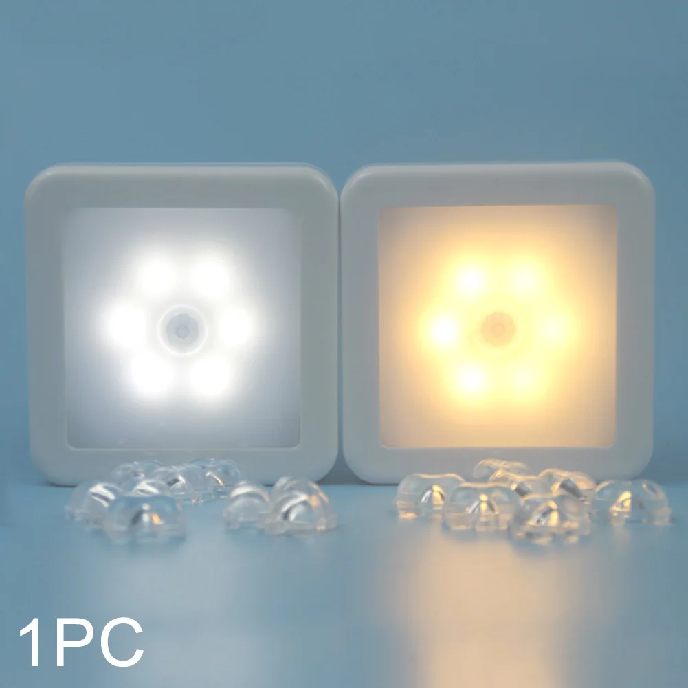 

Battery Powered Wireless Lamp PIR Motion Sensor Night Light Stair Smart Square Auto On Off Led Cabinet Bedroom