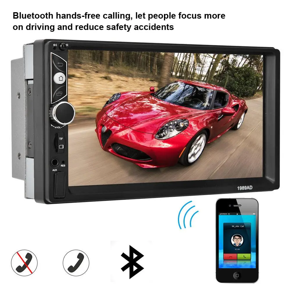 

7 Inch MP3 Quad-core High Definition Screen Double Spindle Car MP5-1989 for Android 7.1 Navigator