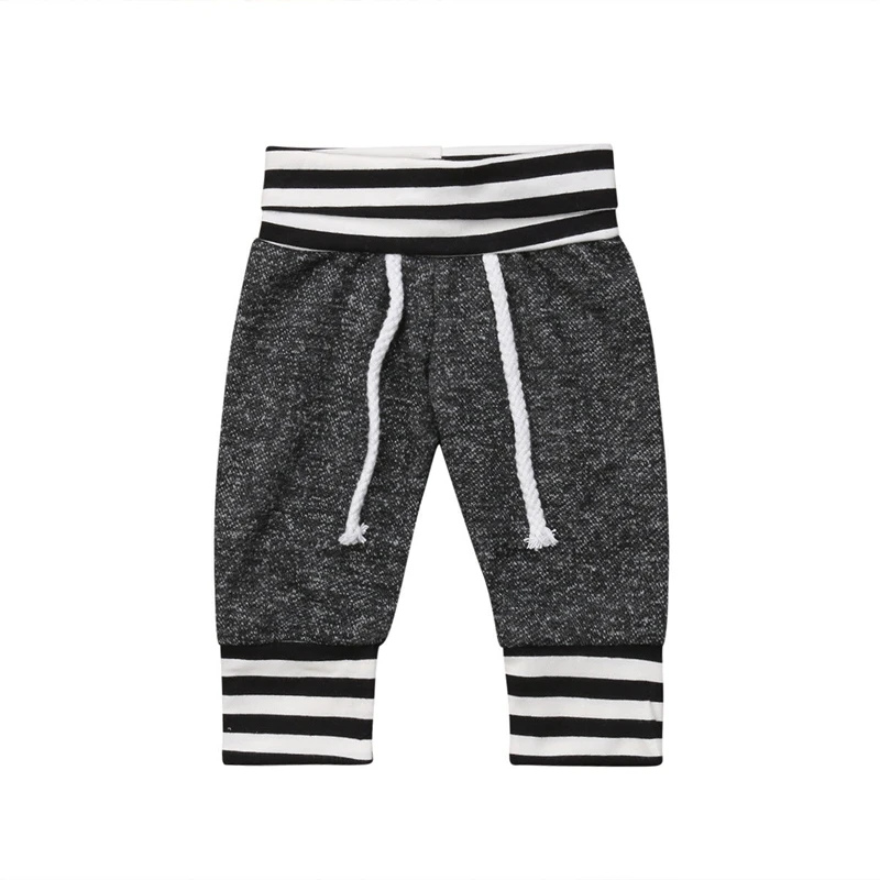 

Newborn Infant Baby Boy Girls Gray Striped Long Pants Leggings Trousers Bottoms