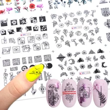 12 дизайн переводные наклейки для ногтей цветок Маникюр Салон Временные татуировки переводная наклейка Дизайн ногтей слайдер Фольга Набор LEBN1213-1224