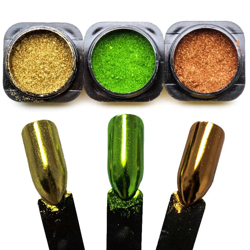 

Color Foil Nail Glitter Powder 3 Colors Magic Mirror Effect Metallic Glitter For Nail Art Design Pigment For Nails Dust SF3048