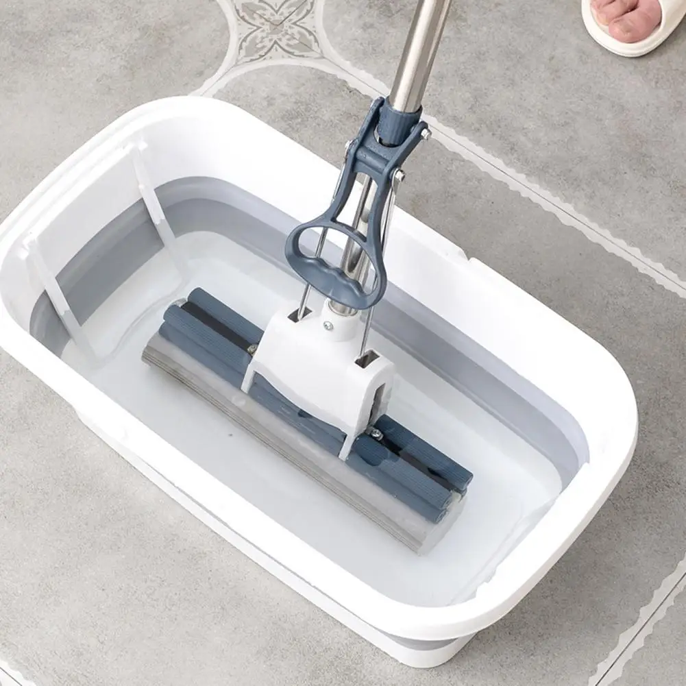 Plegable Cubo de fregona plegable portátil lavabo Dishpan con mango para Camping pesca Plegable Cubo de fregona plegable portátil lavabo Dishpan con mango para Camping pesca