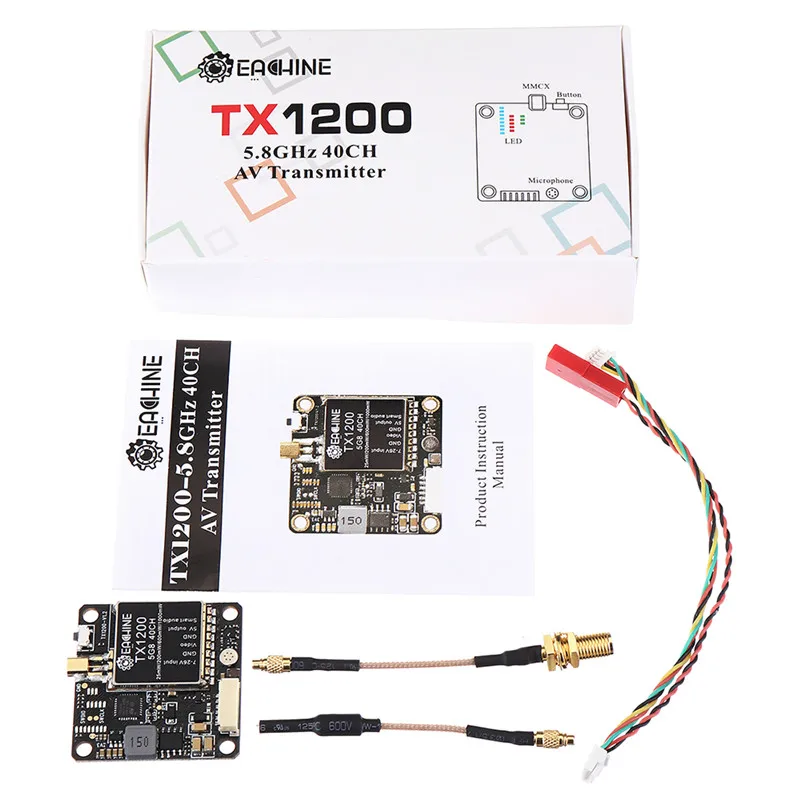 Оригинальный передатчик Eachine TX1200 25 МВт/200 мВт/600 мВт/1200 МВт 5 8 ГГц 40 каналов FPV с