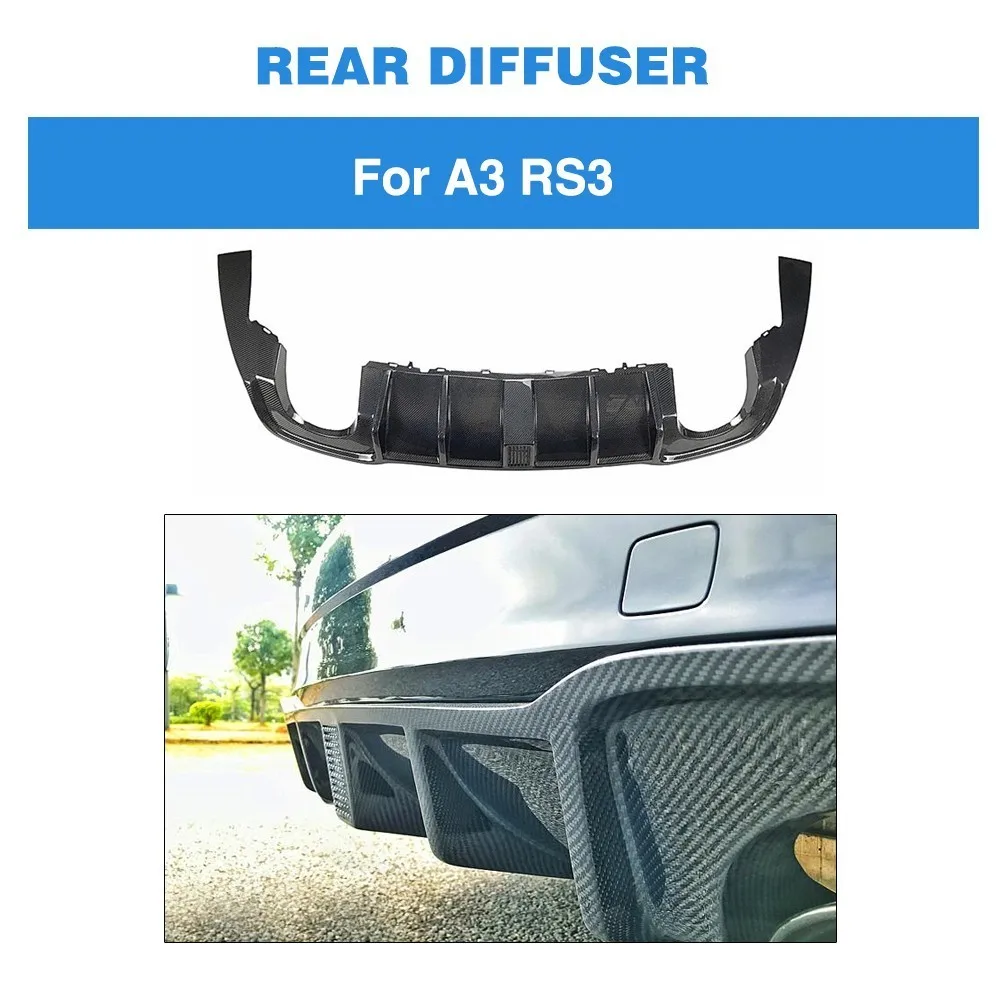 

Rear Bumper Lip For Audi RS3 Sedan 4-Door 2017 2018 Carbon Fiber rear diffuser spoiler