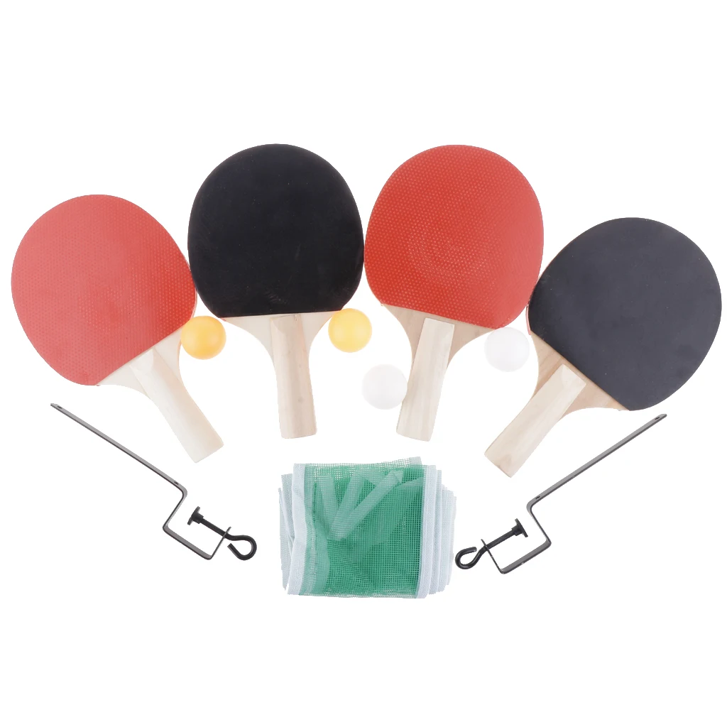 

Table Tennis Ping Pong Set - Pack of 4 Paddles/Rackets + 4 Table Tennis Balls - Soft Sponge Rubber, for Professional Games