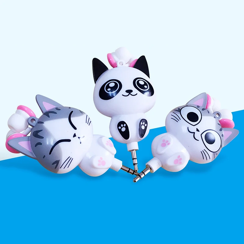 

Cartoon Cat/Panda 3.5 Mm Wired Retractable In-Ear Headset Earpiece Clip Headset MP3 Earphone For Iphone 6 6s 7s Samsung Xiaomi