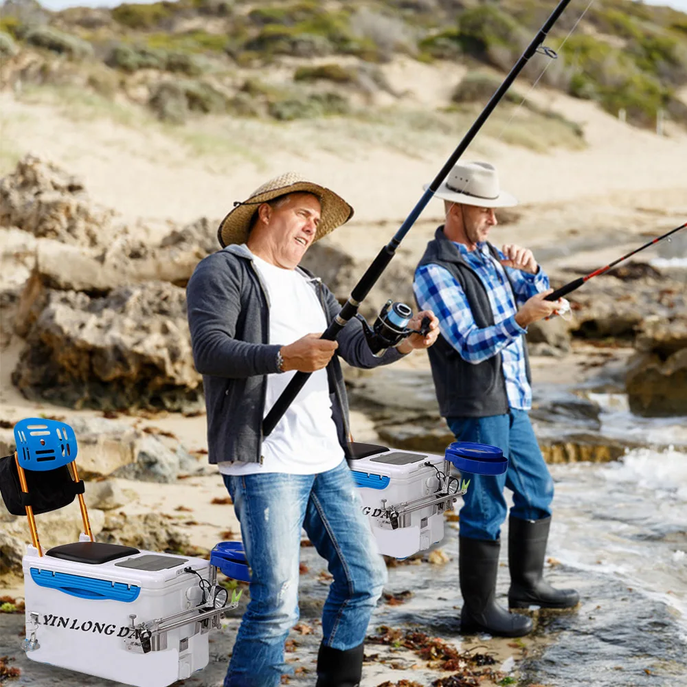 Многофункциональная портативная рыболовная коробка 29L с четырехногим подъемным дизайном, легко сливается с различными полосами, рыболовная коробка