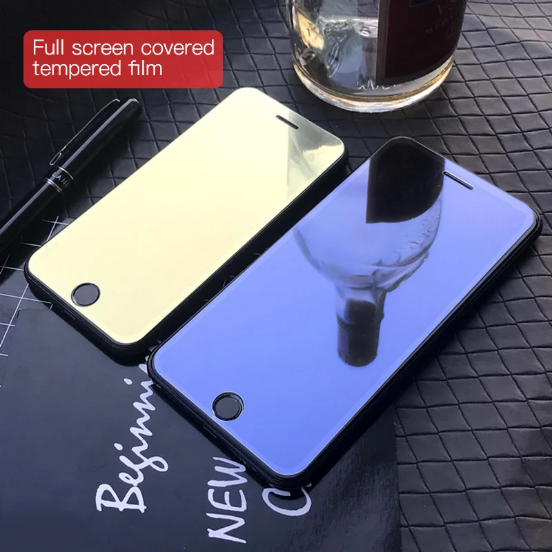 Зеркальное закаленное стекло для iPhone 7 Plus 8 6 6S 5 Полное покрытие изогнутая