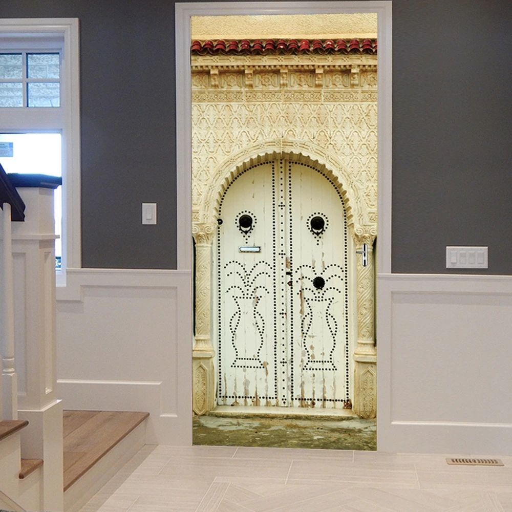 

DIY Ramadan and Eid decor 3D Door Stickers PVC Material Waterproof Doors Poster Wall Decal Sticker for Living Room Home Decor