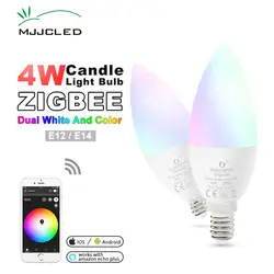 Zigbee ZLL свечи светодиодный лампочки E14 E12 4 W RGBCCT RGBW RGBWW CW Smart APP Управление 110 V 220 V 230 V 240 V работы с Amazon Echo