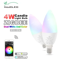 Zigbee ZLL Candle LED Light Bulb E14 E12  4W RGBCCT RGBW RGBWW CW Smart APP Control 110V 220V 230V 240V Work with Alexa Echo
