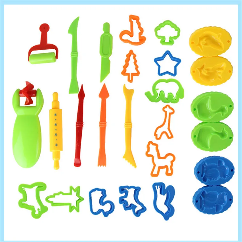 Children DIY 3D Creative Multi-style Colorful Tool Set Fun Claying Sand Mud Toys Beach Kids Outdoor Mold Color Random 26Pcs