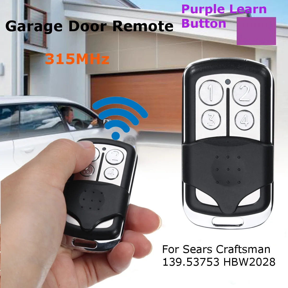 

4 Button Garage Door Remote Control 315MHz For Sears Craftsman 139.53753 HBW2028