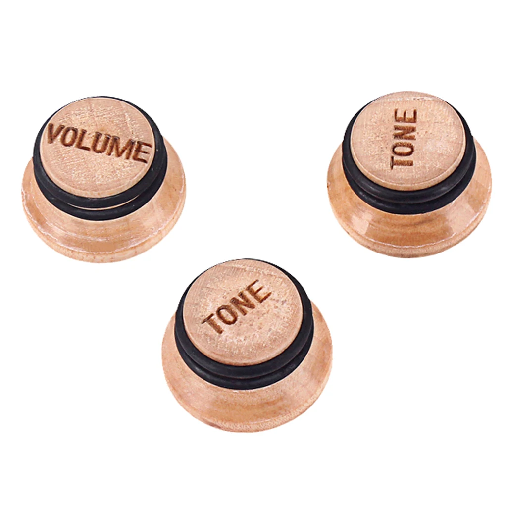 

3 Pieces Maple Wooden Volume Tone Control Knob for Electric Guitar Bass Replacement Parts