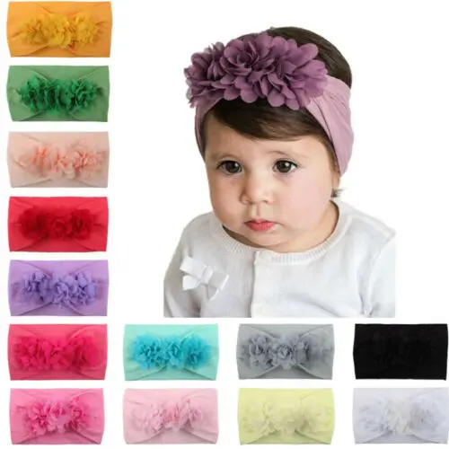 

Baby Girl Kids Toddler Lace Flower Headband Hair Bow Band Accessories Headwear 13 Colours