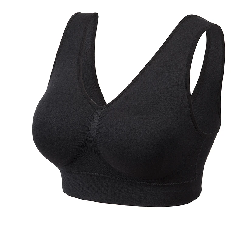 

2019 Sports Bra Big Size Breathable Wire Free Sleep Daily Bra Black Apricot Hot Sale Women Padded Sports Top