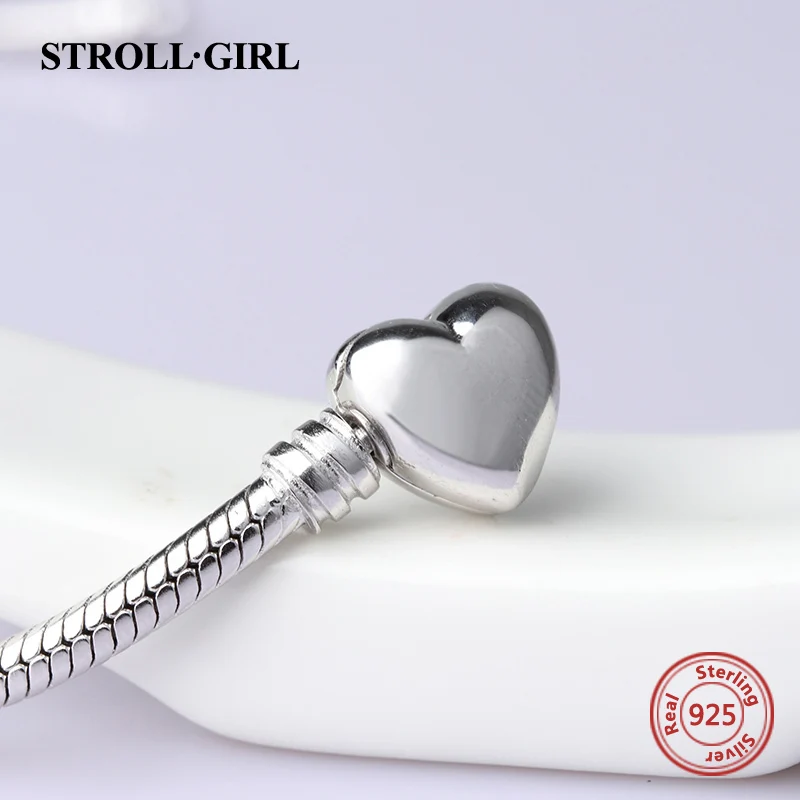 Strollgirl 925 Sterling Silver 22cm Luxury Snake Chain DIY pandora Charm Authentic Bracelet Fashion Jewelry making gifts