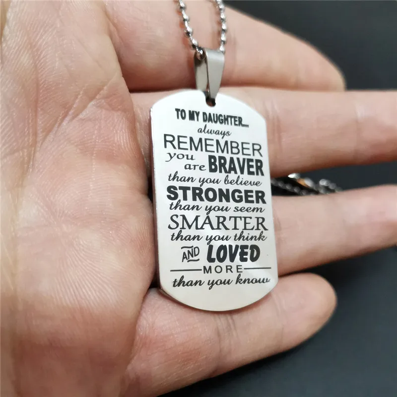 

Always Remember to My Daughter Dog Tag from Dad Women Girls Necklace Air Force Pendant