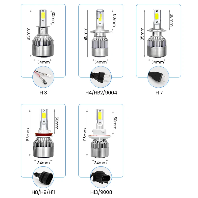 Zarpooz светодиодный фары 12 V H7 светодиодный H4 светодиодный HB2 H1 H3 H11 HB3 9005 HB4 9006 9004 9007 72 W 8000lm автомобильная лампа для стайлинга Automotivo