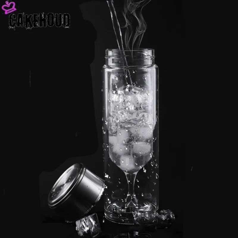 Новая двухслойная стеклянная бутылка для воды термобутылка с разделением чая и