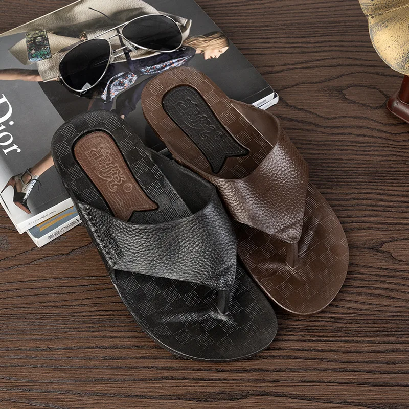 Flat with Beach Outside Men's Slippers Solid Fashion Summer Flip Flops Concise Men Shoes | Обувь