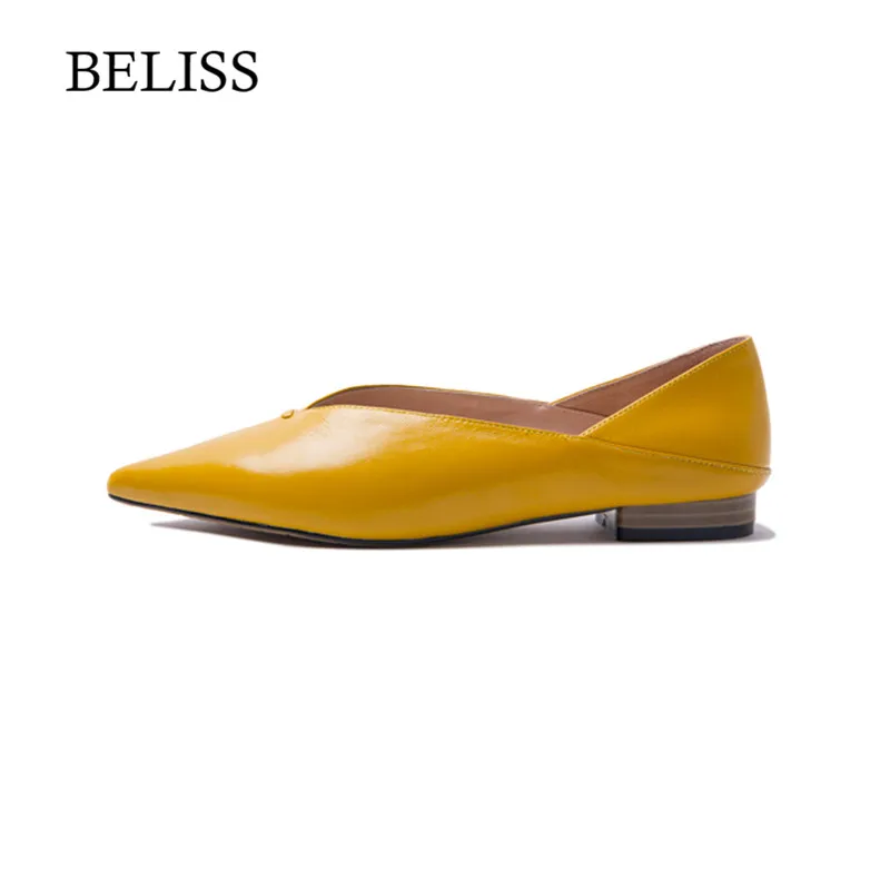 

BELISS 2019 New Pumps for Women Spring Elegant Women's Pumps Pointed Toe Leather Slip-On Shallow Causal ladies Loafers Shoes X11