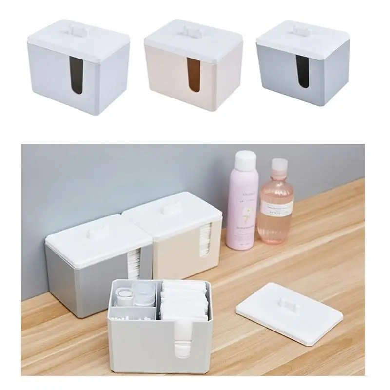 

Portative Cotton Pads Holder Dispenser Cotton Swab Box Multi-fuctional Makeup Cosmetics Organizer with Lids