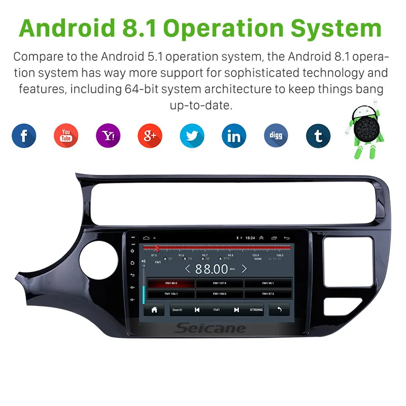 Flash Deal Seicane 2Din Left Hand Drive Car GPS Multimedia Player Android 8.1 For KIA Rio 2012 2013 2014 2015 Navi radio Video Audio Wifi 2