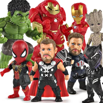 

8pcs/set Marvel The Avengers Spiderman Captain America Iron Man Hulk Black Panther PVC Action Figure Model Toy for Children Gift