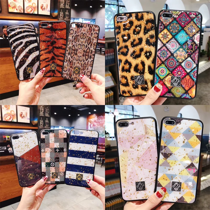 

Fashion Bling Leopard Peacock Feather Epoxy Gold Foil Soft TPU Case for IPhone 6 6S 7 8 Plus X XS MAX XR