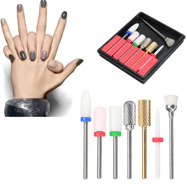

7 PCS Nail File Nail Art Tool Kits 7Pcs/Set Carbide Ceramic Nail Drill Bits Manicure Drill Machine Accessories Dead Skin Cutter