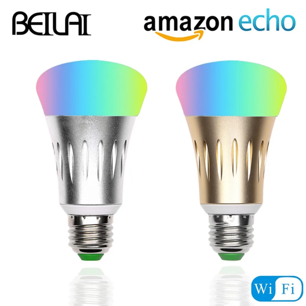 

RGB add White Smart LED Bulbs WiFi E27 led lamp 110V 220V LED Lights for Amazon Alexa Google Home IOS/Android Smartphone Control