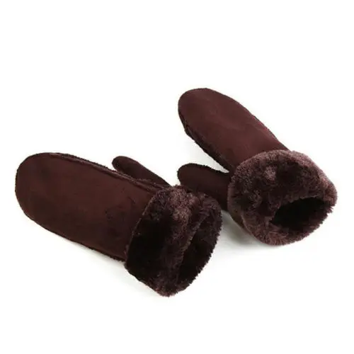 Женские зимние теплые варежки, вязаные перчатки с флисовой подкладкой, теплые толстые перчатки черного, коричневого, серого, абрикосового, верблюжьего цвета